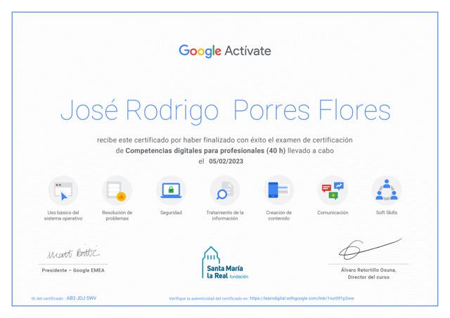 Certificado de Google en Competencias Digitales